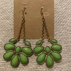 Green and gold earrings